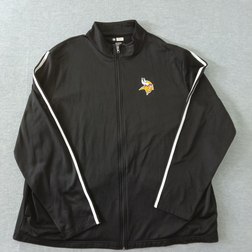 NFL Team Apparel Minnesota Vikings Track Jacket Mens 3XL Black Full Zip Stripe